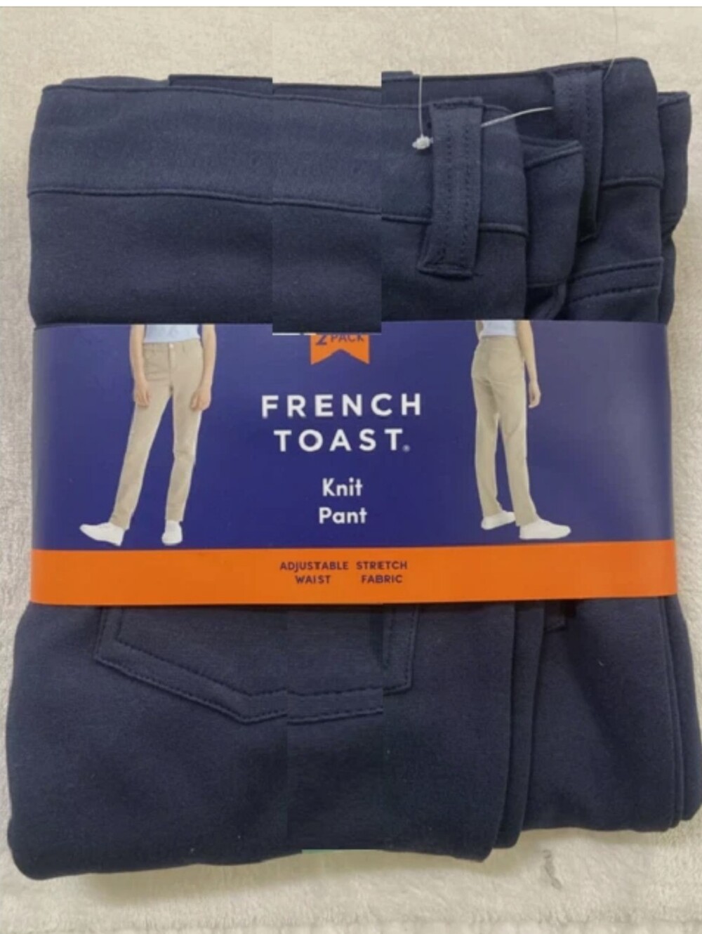 French Toast Girls SKINNY Knit Pants Uniform Adjustable waist 2 Pk(Navy 12)NWT